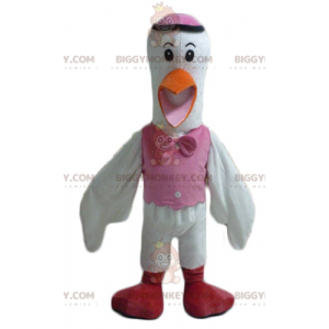 BIGGYMONKEY™ Costume mascotte Cicogna bianca arancione rosa e