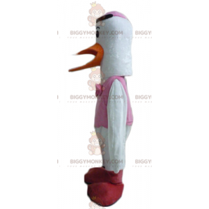 BIGGYMONKEY™ White Orange Pink and Red Stork Mascot Costume –