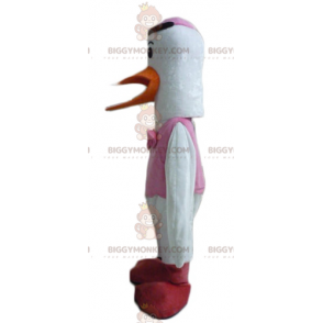 BIGGYMONKEY™ White Orange Pink and Red Stork Mascot Costume -