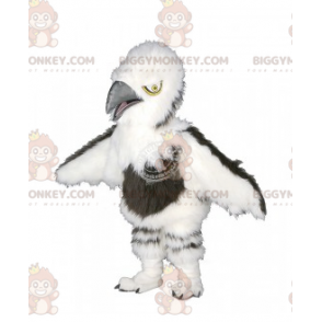 Traje de mascote BIGGYMONKEY™ de abutre branco e marrom peludo