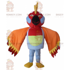 Traje de mascote BIGGYMONKEY™ pássaro multicolorido com penas