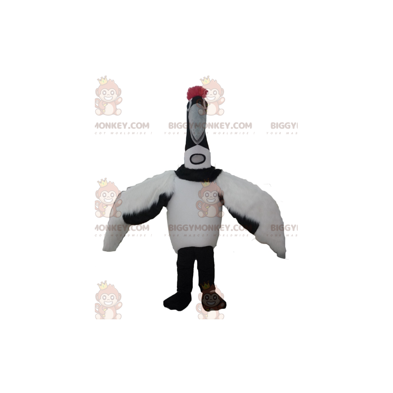 BIGGYMONKEY™ Big Bird zwart-wit trekvogel mascotte kostuum -