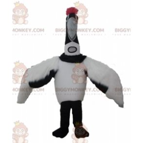 BIGGYMONKEY™ Big Bird zwart-wit trekvogel mascotte kostuum -