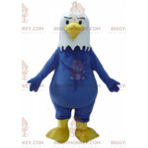 Costume de mascotte BIGGYMONKEY™ d'aigle bleu blanc et jaune