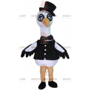 Sort og hvid Big Bird Stork Swan BIGGYMONKEY™ maskotkostume -