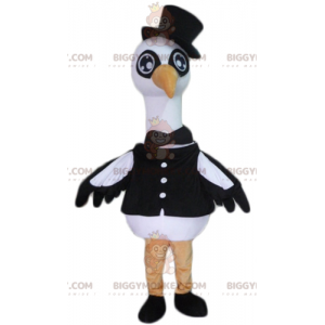 Traje de mascote preto e branco Big Bird Stork Swan