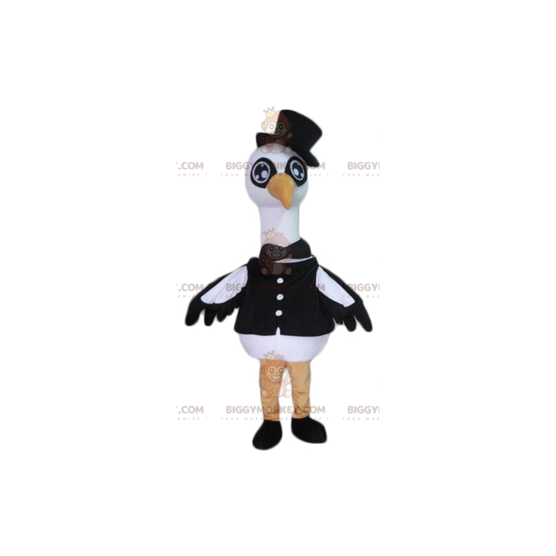 Black and White Big Bird Stork Swan BIGGYMONKEY™ Mascot Costume