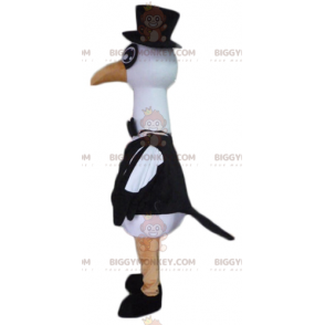 Black and White Big Bird Stork Swan BIGGYMONKEY™ Mascot Costume