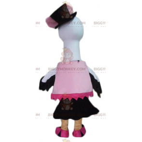 Traje de mascote preto e branco Big Bird Stork Swan