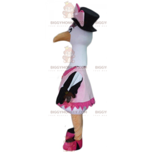 Černobílý kostým maskota BigGYMONKEY™ Big Bird Stork Swan –