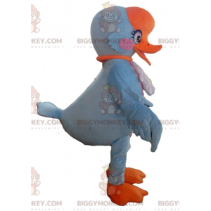 Fantasia de mascote BIGGYMONKEY™ Azul Laranja e Pássaro Rosa