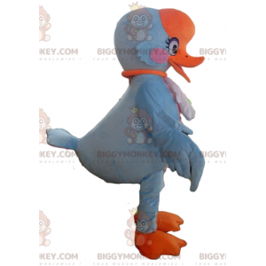 Sehr kokettes BIGGYMONKEY™-Maskottchen-Kostüm in Blau, Orange