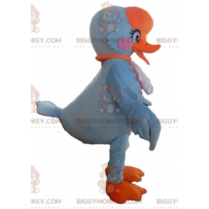 Fantasia de mascote BIGGYMONKEY™ Azul Laranja e Pássaro Rosa