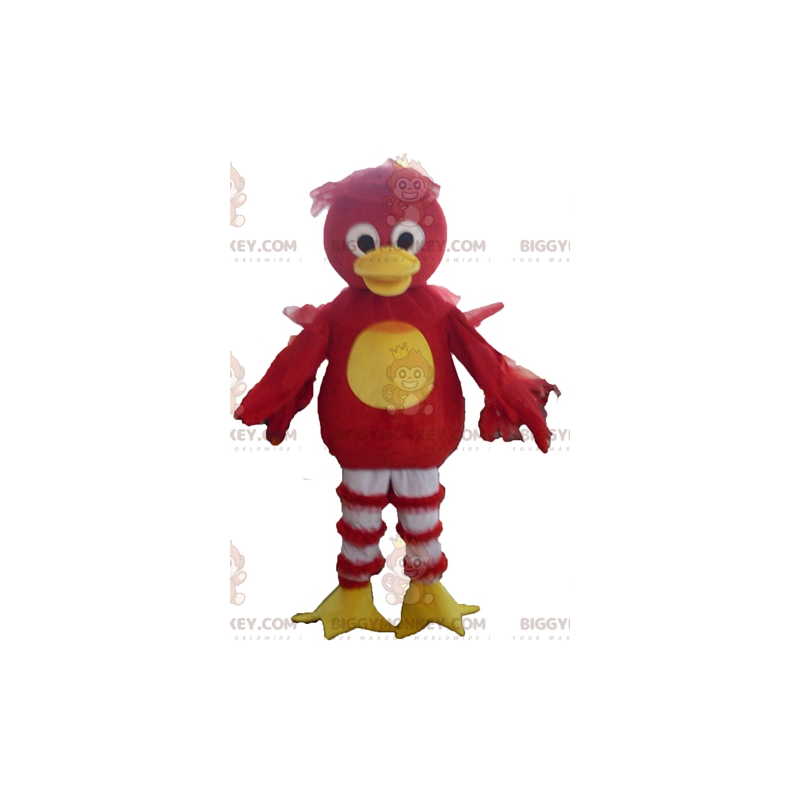 BIGGYMONKEY™ Costume mascotte uccello anatra rosso giallo e