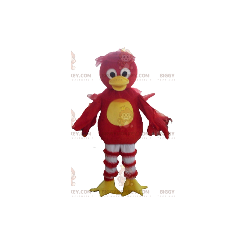 Costume de mascotte BIGGYMONKEY™ d'oiseau rouge jaune et blanc