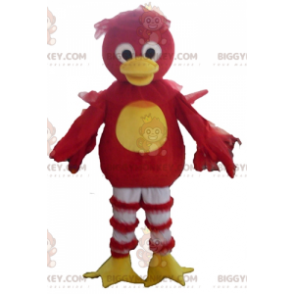 Costume de mascotte BIGGYMONKEY™ d'oiseau rouge jaune et blanc