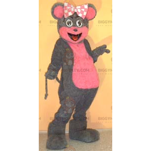 Disfraz de mascota ratón gris y rosa BIGGYMONKEY™ -