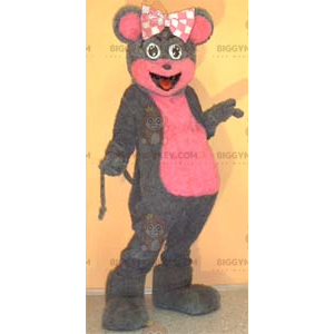 Fantasia de mascote BIGGYMONKEY™ de rato cinza e rosa –