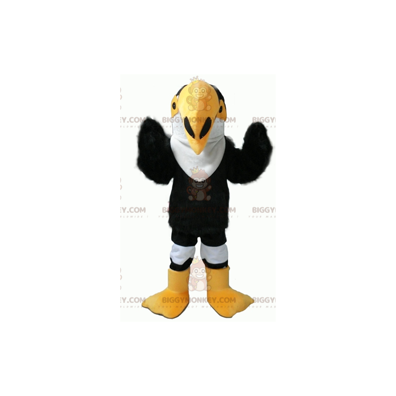 BIGGYMONKEY™ Black White and Yellow Parrot Toucan Mascot