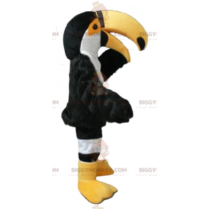 BIGGYMONKEY™ Svart vit och gul papegoja tukan maskotdräkt -