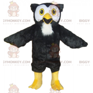 Costume de mascotte BIGGYMONKEY™ de hibou noir blanc et jaune