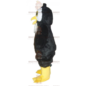 All Hairy Black White & Yellow Owl BIGGYMONKEY™ Mascot Costume