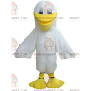 Costume de mascotte BIGGYMONKEY™ de mouette de goéland blanc et
