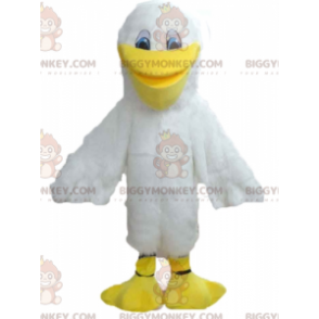 Costume de mascotte BIGGYMONKEY™ de mouette de goéland blanc et