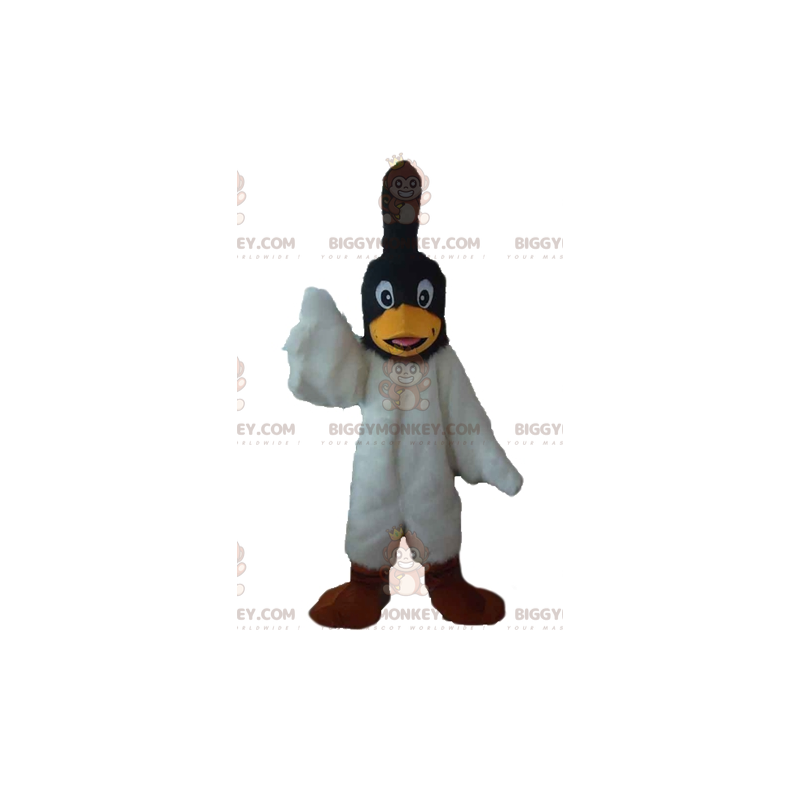 BIGGYMONKEY™ Maskottchenkostüm eines schwarz-weißen Vogels mit