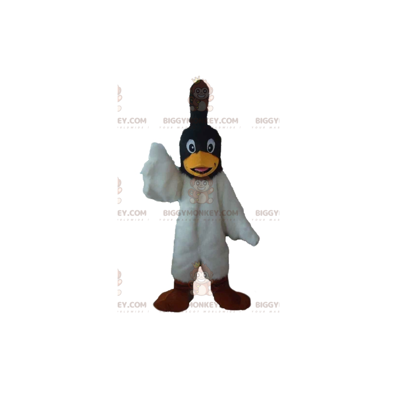 Traje de mascote BIGGYMONKEY™ de pássaro preto e branco com