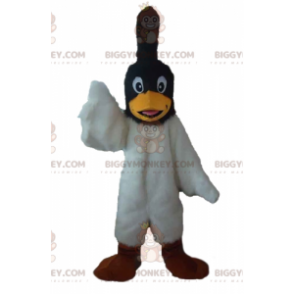 BIGGYMONKEY™ Mascottekostuum van zwart-witte vogel met embleem