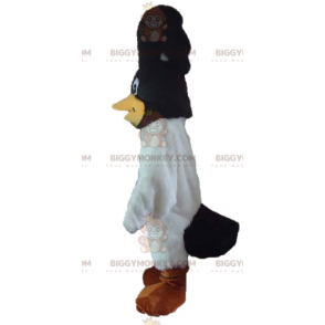 Traje de mascote BIGGYMONKEY™ de pássaro preto e branco com