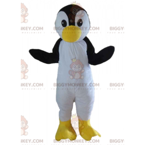 Pinguïn zwart-witte en gele vogel BIGGYMONKEY™ mascottekostuum