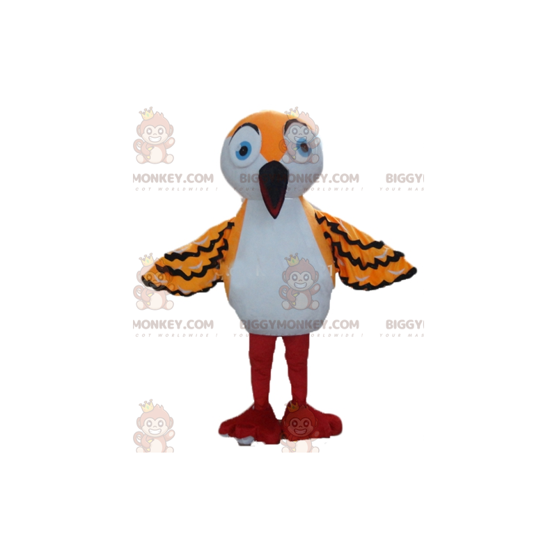 BIGGYMONKEY™ Mascottekostuum Oranje Witte en Zwarte Vogel met