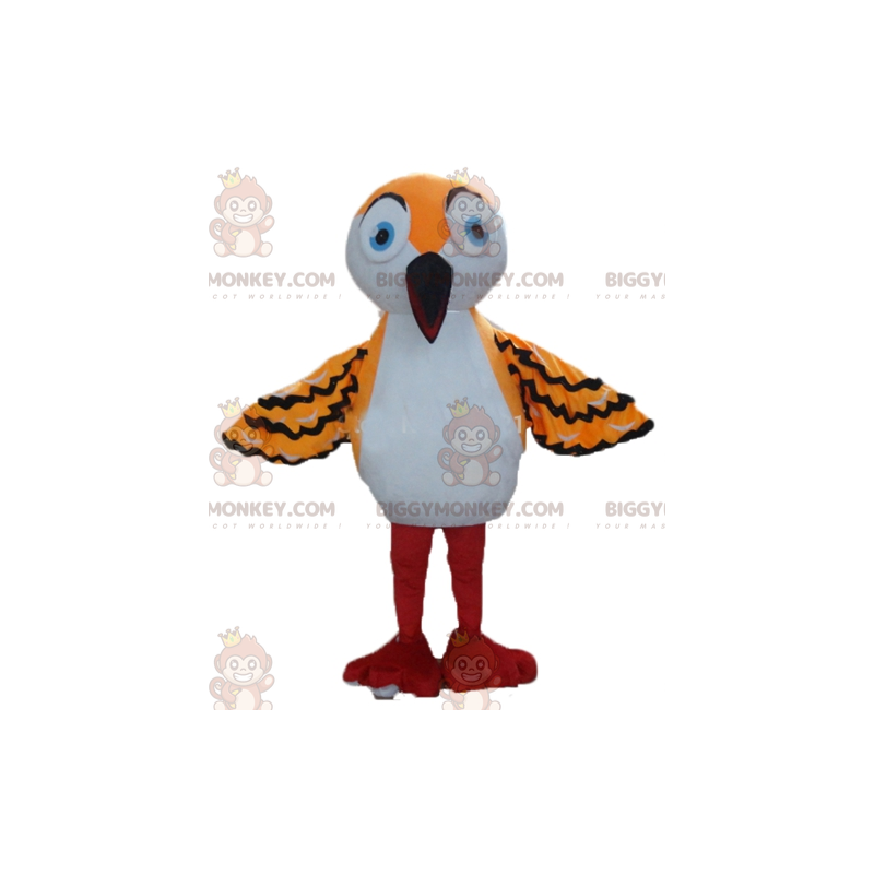 Kostým maskota BIGGYMONKEY™ oranžově bílý a černý pták s