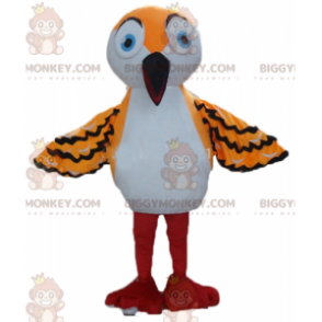 Traje de mascote BIGGYMONKEY™ Pássaro Branco e Preto Laranja