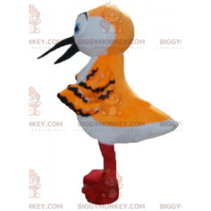 BIGGYMONKEY™ maskotkostume Orange hvid og sort fugl med langt