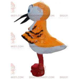 Στολή μασκότ BIGGYMONKEY™ πορτοκαλί λευκό και μαύρο πουλί με