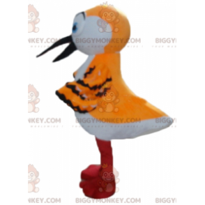 BIGGYMONKEY™ maskotkostume Orange hvid og sort fugl med langt