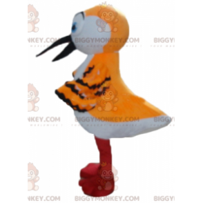 Στολή μασκότ BIGGYMONKEY™ πορτοκαλί λευκό και μαύρο πουλί με