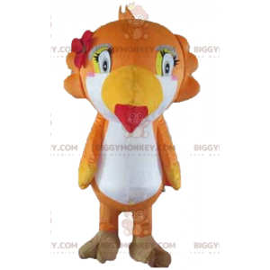 BIGGYMONKEY™ Orange hvid og gul toucan papegøje maskot kostume