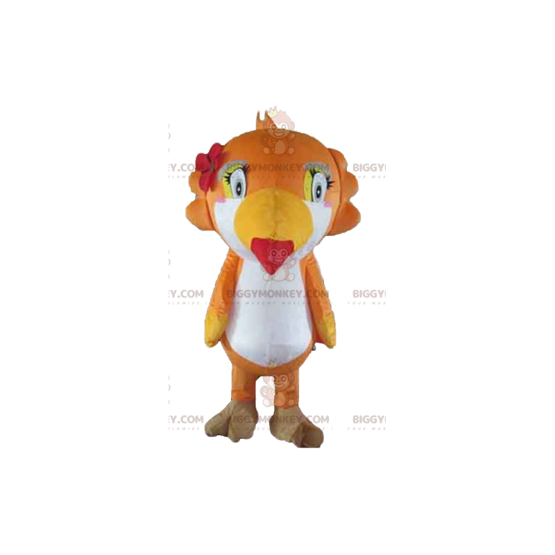 BIGGYMONKEY™ Orange hvid og gul toucan papegøje maskot kostume