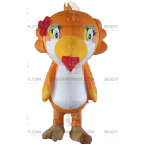 BIGGYMONKEY™ Orange hvid og gul toucan papegøje maskot kostume