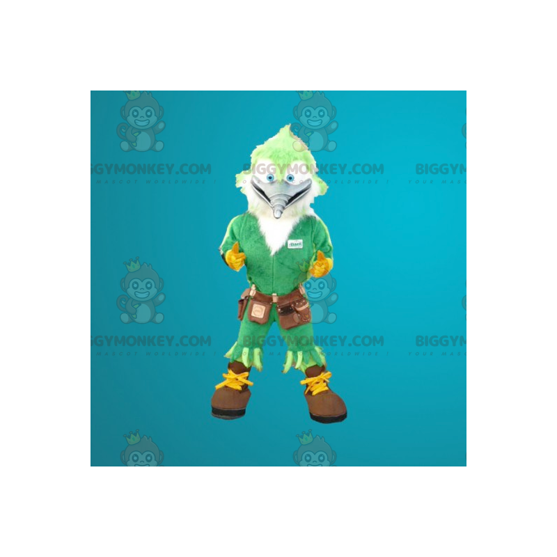 Fantasia de mascote de pássaro verde pica-pau BIGGYMONKEY™ –