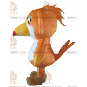 BIGGYMONKEY™ Orange hvid og gul toucan papegøje maskot kostume