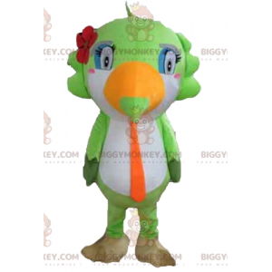 BIGGYMONKEY™ Groen Wit Oranje Toucan Parrot Mascot Kostuum -