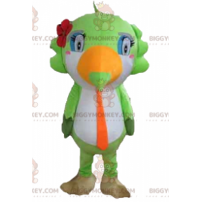 BIGGYMONKEY™ Disfraz de mascota loro tucán verde blanco naranja