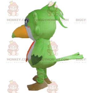 BIGGYMONKEY™ Groen Wit Oranje Toucan Parrot Mascot Kostuum -