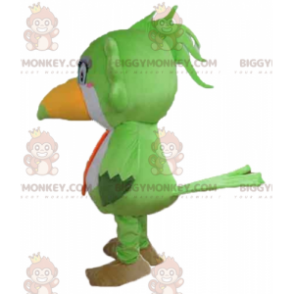 BIGGYMONKEY™ Grön Vit Orange Toucan Papegoja Maskotdräkt -