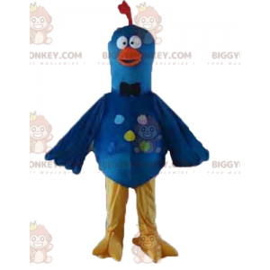 BIGGYMONKEY™ Costume mascotte uccello piccione blu giallo